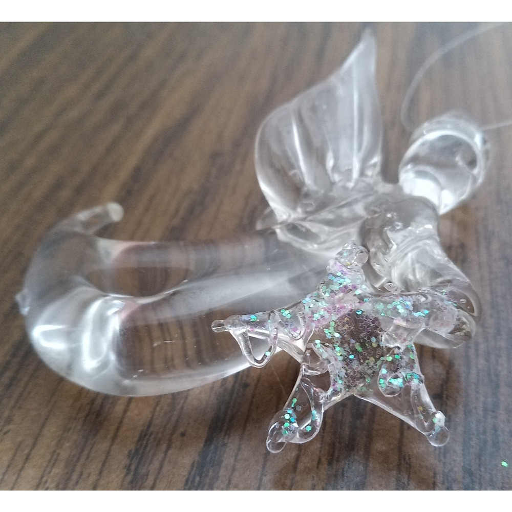 Clear Glass Angel With Star Christmas Ornamnet